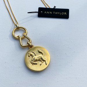 Ann Taylor Gold Equestrian Pendant Necklace with 30” Chain